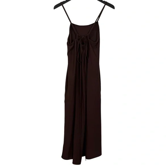Vince Size S Walnut Brown Strappy Tank Midi Dress With Pockets - Picture 3 of 7